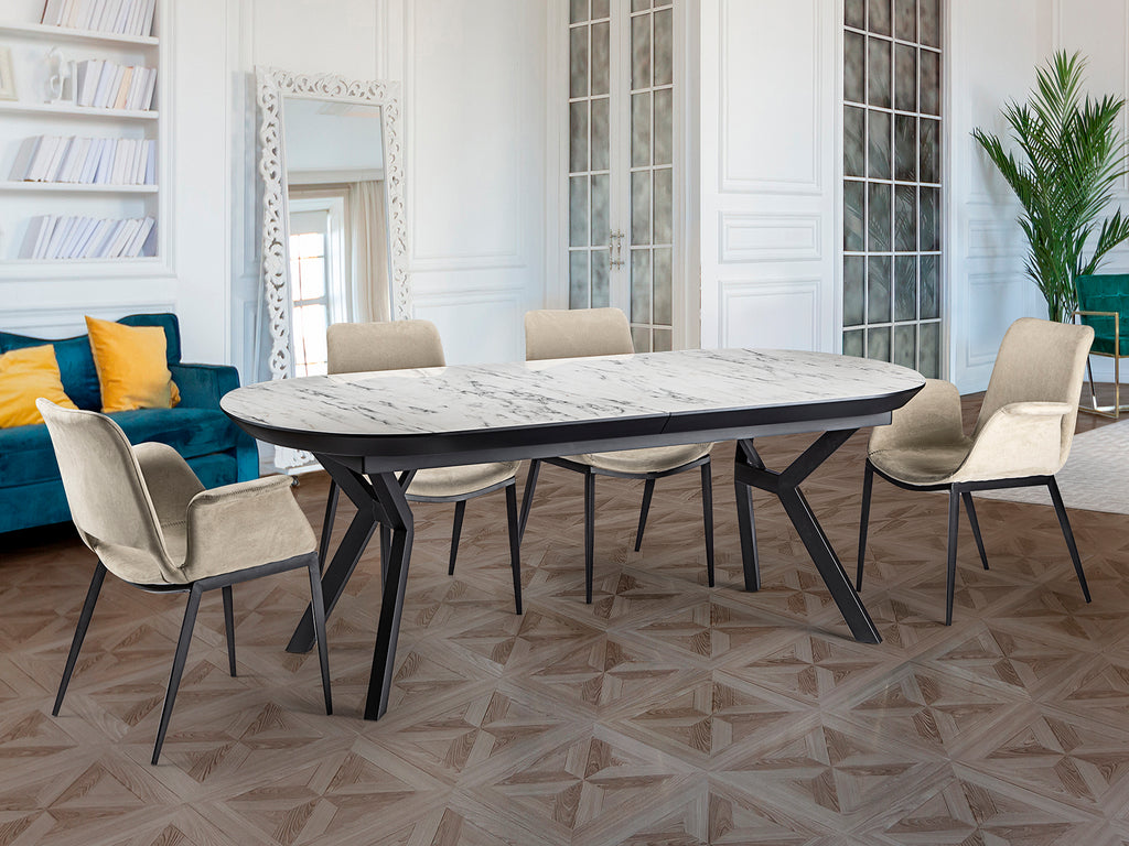 Mesa Comedor Extensible Marmol Blanco - Schuller Antea | luzguru.com