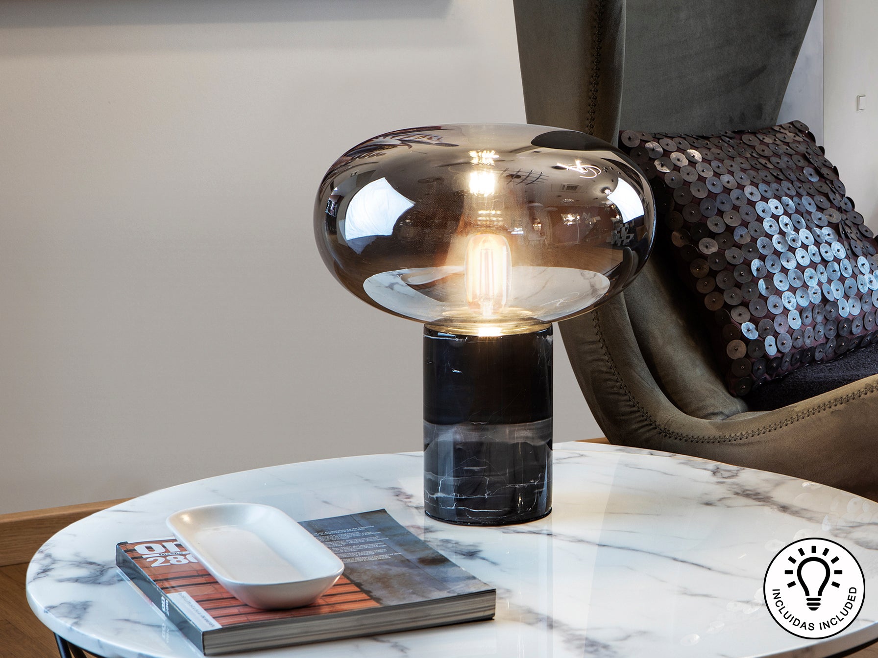 Lámpara Sobremesa Negra Moderna - Schuller Fungi | luzguru.com