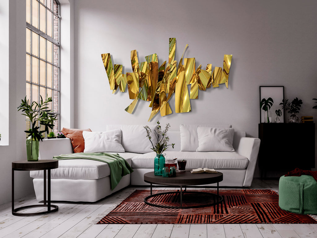 Escultura de Pared Acero Dorado - Schuller Fracture - luzguru.com