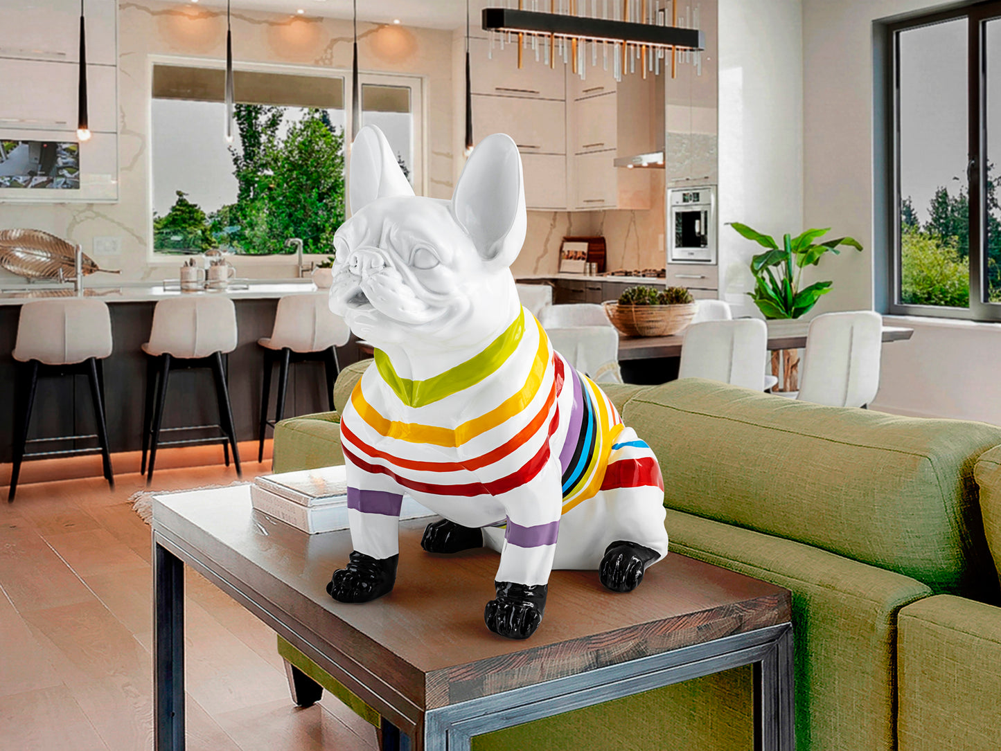 Figura Decorativa Bulldog Francés Schuller - Frenchi Blanco-Rayas | luzguru.com