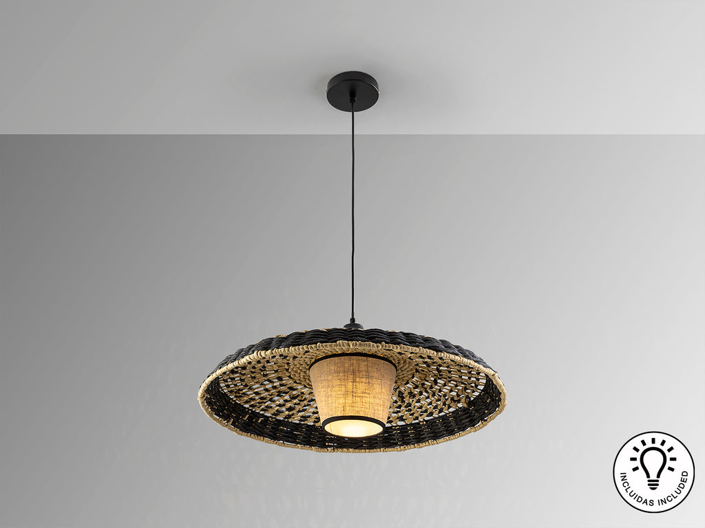 Lámpara de Papel Trenzado Negra - Schuller Fiji | luzguru.com