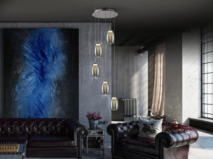 Lámpara Moderna 5 Luces Cromo - Schuller Nebula | luzguru.com