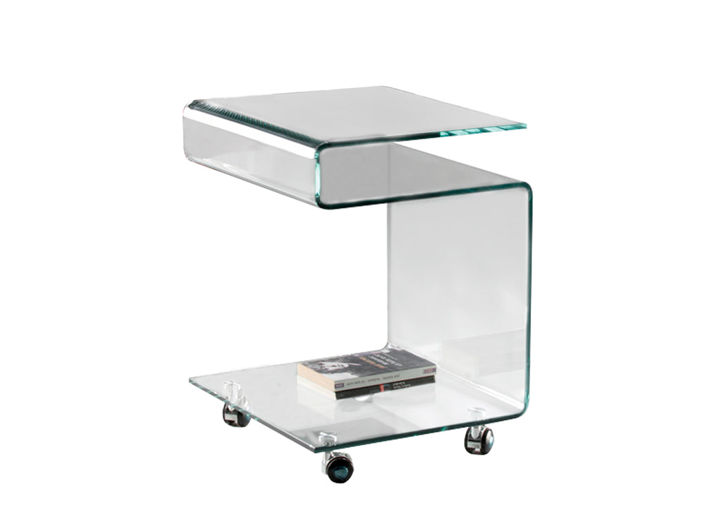 Mesa Auxiliar Cristal Transparente - Schuller - Calidad Premium | luzguru.com