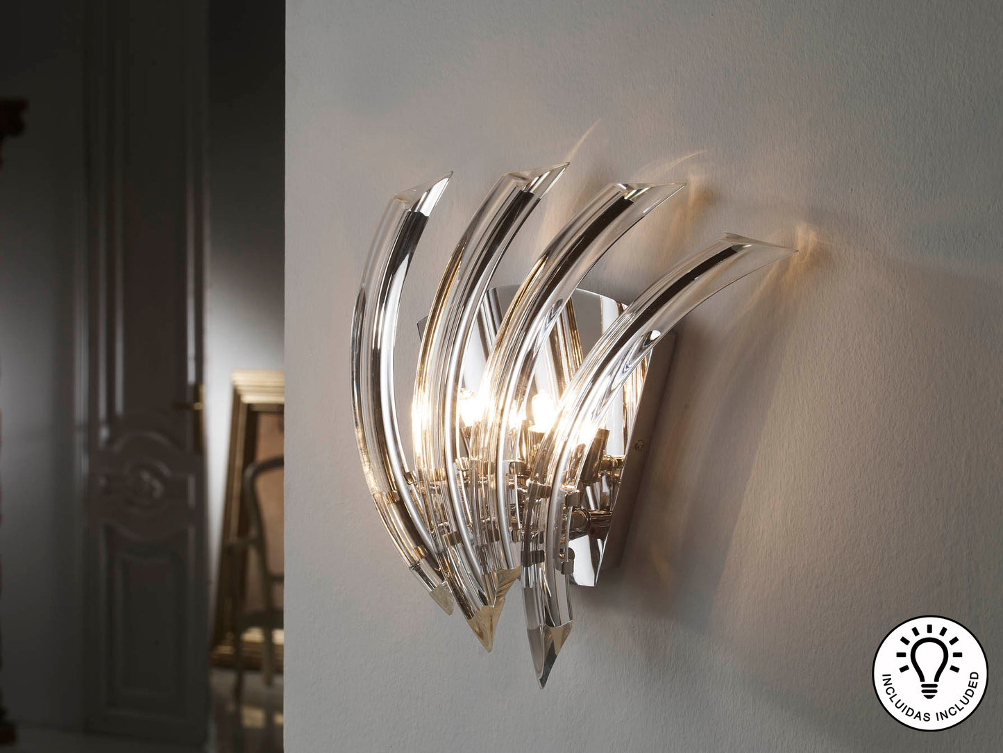 Aplique de Pared Schuller Eloise - Cromado y Cristal | luzguru.com