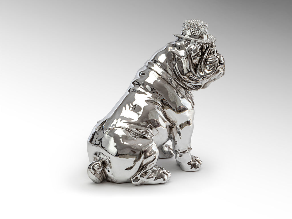 Figura Decorativa Bulldog Cromado - Schuller - luzguru.com