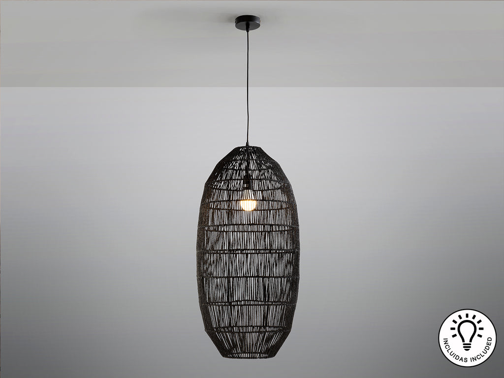 Lámpara de Papel Trenzado Negra - Schuller Tizne | luzguru.com