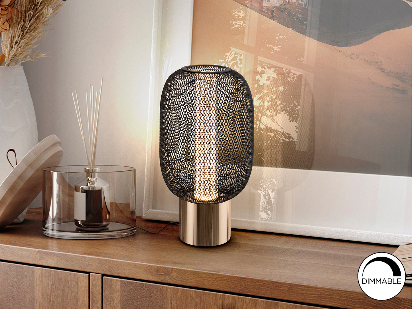 Lámpara Sobremesa Micrón Oro Negro - Schuller - Diseño Moderno | luzguru.com