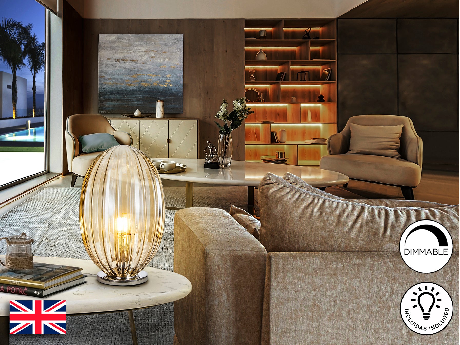 Lámpara Sobremesa Coñac - Schuller Ovila - Calidad Premium | luzguru.com