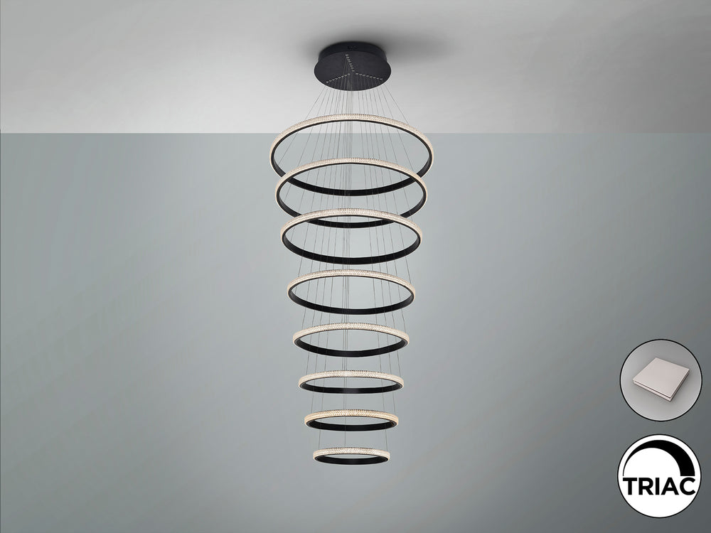 Lámpara de Techo Ring-Lamp 8 Aros Negro Schuller