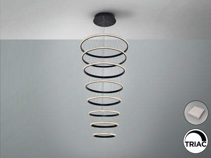 Schuller 717694D - Lámpara Ring 8 Aros Negra 4000K Dim - luzguru.com