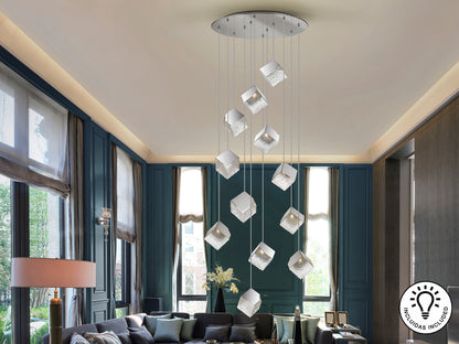 Lámpara Moderna Cromada 12 Luces - Schuller Priscila | luzguru.com