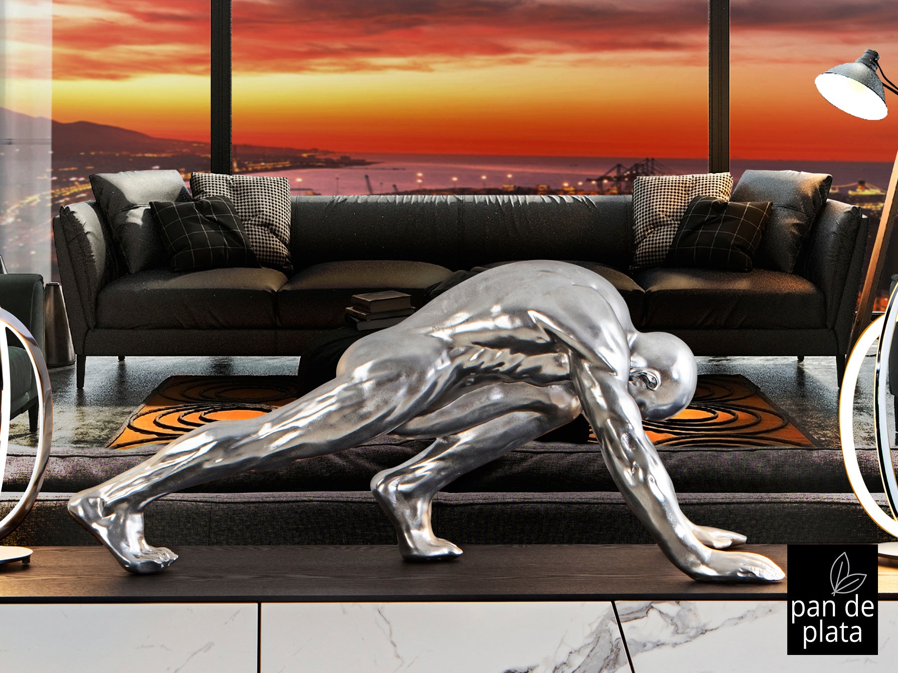 Figura Decorativa Asana Plata - Schuller - Calidad Premium | luzguru.com