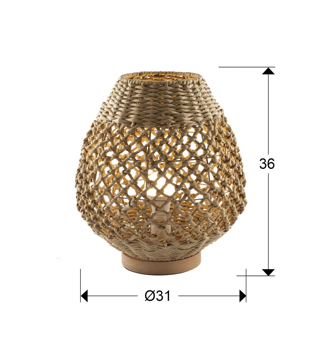 Medidas Lámpara Sobremesa Schuller Yaiza Beige (Ref. 514134): 36cm (alto) x 31cm (diámetro).  luzguru.com
