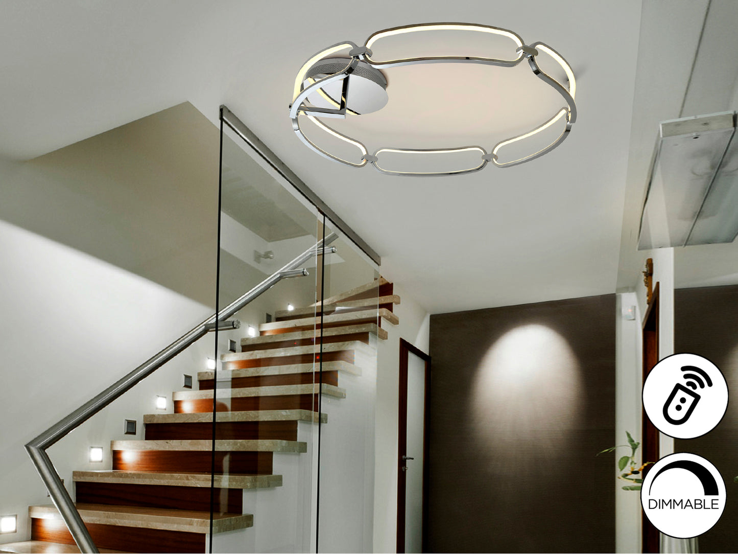 Plafón LED Schuller Colette Ø80cm Cromado - Iluminación Moderna | luzguru.com