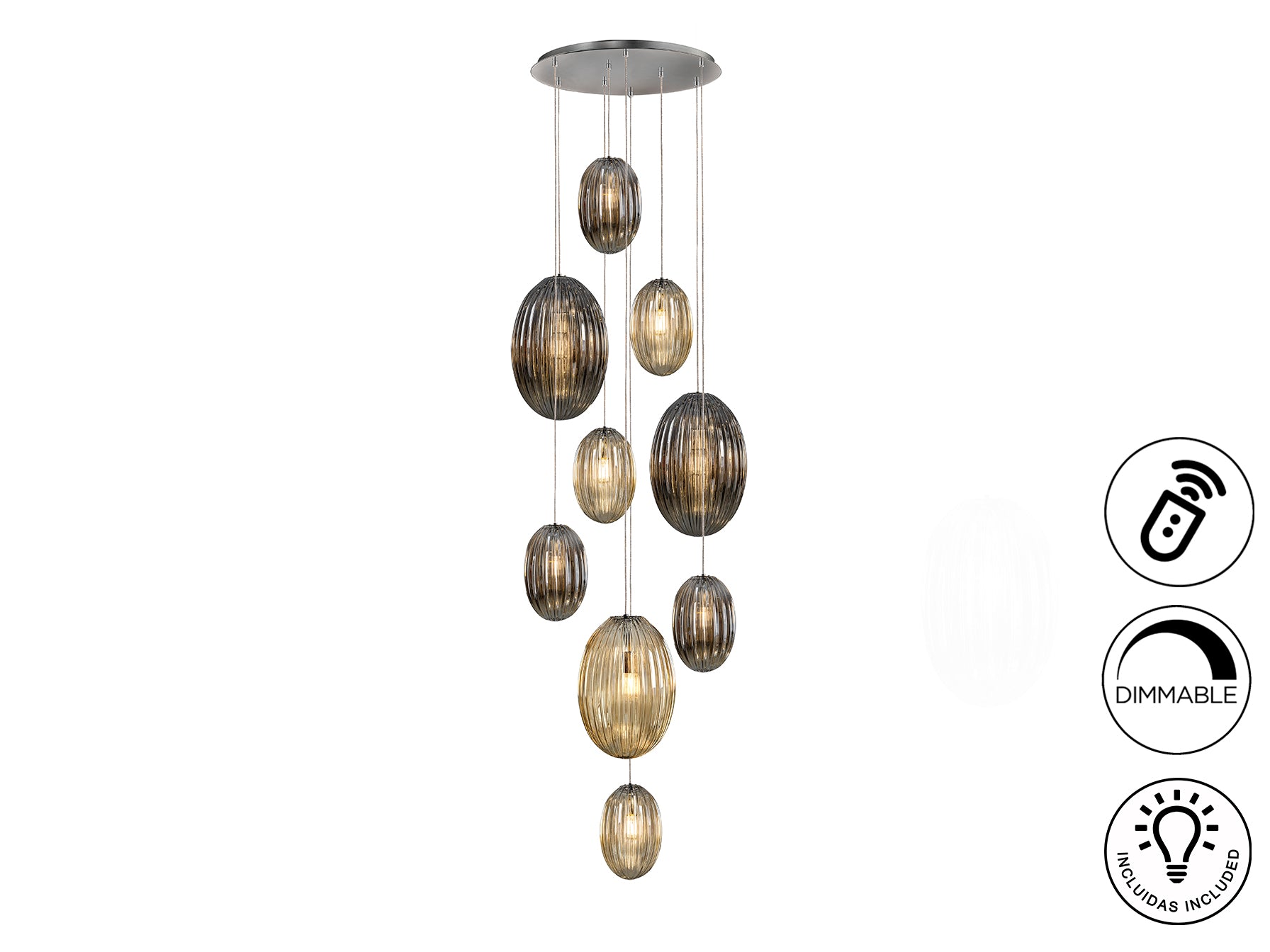 Lámpara Techo Schuller Ovila - Diseño Moderno 9 Luces | luzguru.com