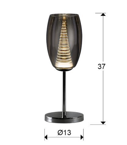 Medidas Lámpara Sobremesa LED Schuller Nebula 493826: 37cm alto, pantalla 17cm alto x 12cm diámetro.  Diseño moderno, cromo.
