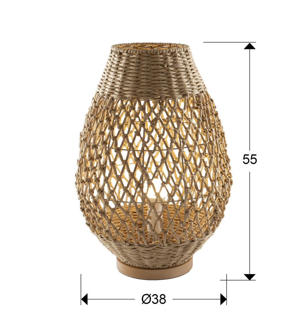 Medidas Lámpara Sobremesa Schuller Yaiza Beige (Ref. 514080): Alto 55cm, Ancho 38cm, Peso 2.23kg.
