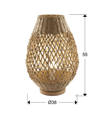 Medidas Lámpara Sobremesa Schuller Yaiza Beige (Ref. 514080): Alto 55cm, Ancho 38cm, Peso 2.23kg.
