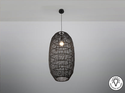 Lámpara de Papel Trenzado Negra - Schuller Tizne | luzguru.com