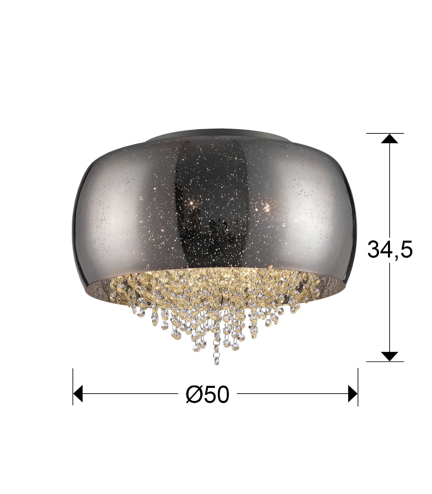 Medidas Plafón Caelum Schuller 618318: Ø50cm, Alto 34.5cm.  Iluminación interior.
