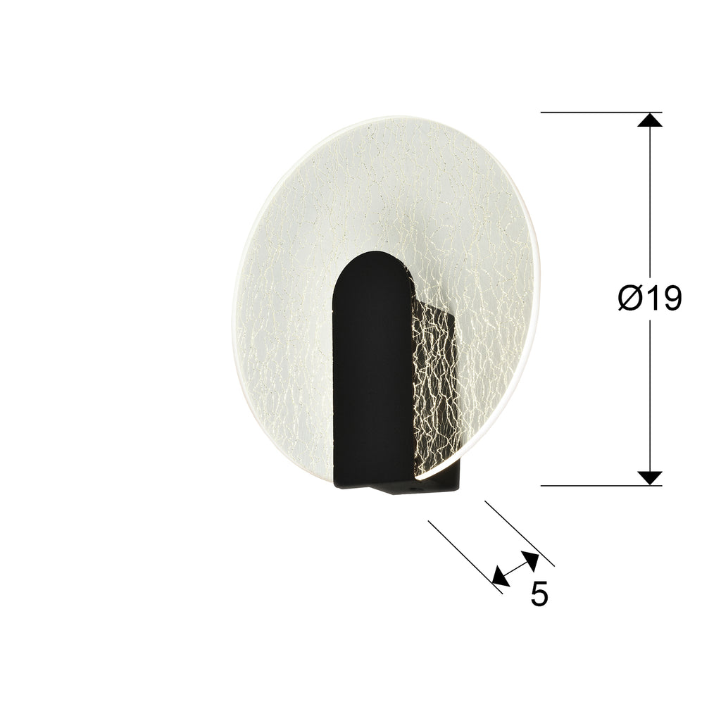 Medidas Aplique AURIS Negro Schuller 459381: Ø20cm pantalla, 19cm ancho, 5cm profundidad.  Iluminación Schuller.
