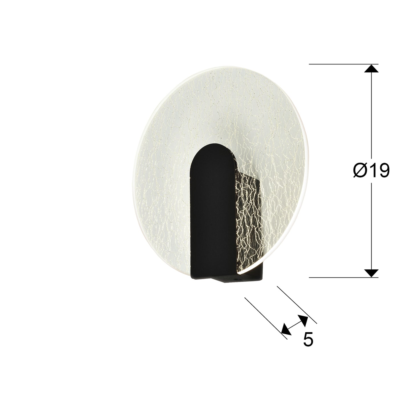 Medidas Aplique AURIS Negro Schuller 459381: Ø20cm pantalla, 19cm ancho, 5cm profundidad.  Iluminación Schuller.

