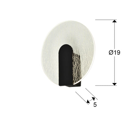 Medidas Aplique AURIS Negro Schuller 459381: Ø20cm pantalla, 19cm ancho, 5cm profundidad.  Iluminación Schuller.
