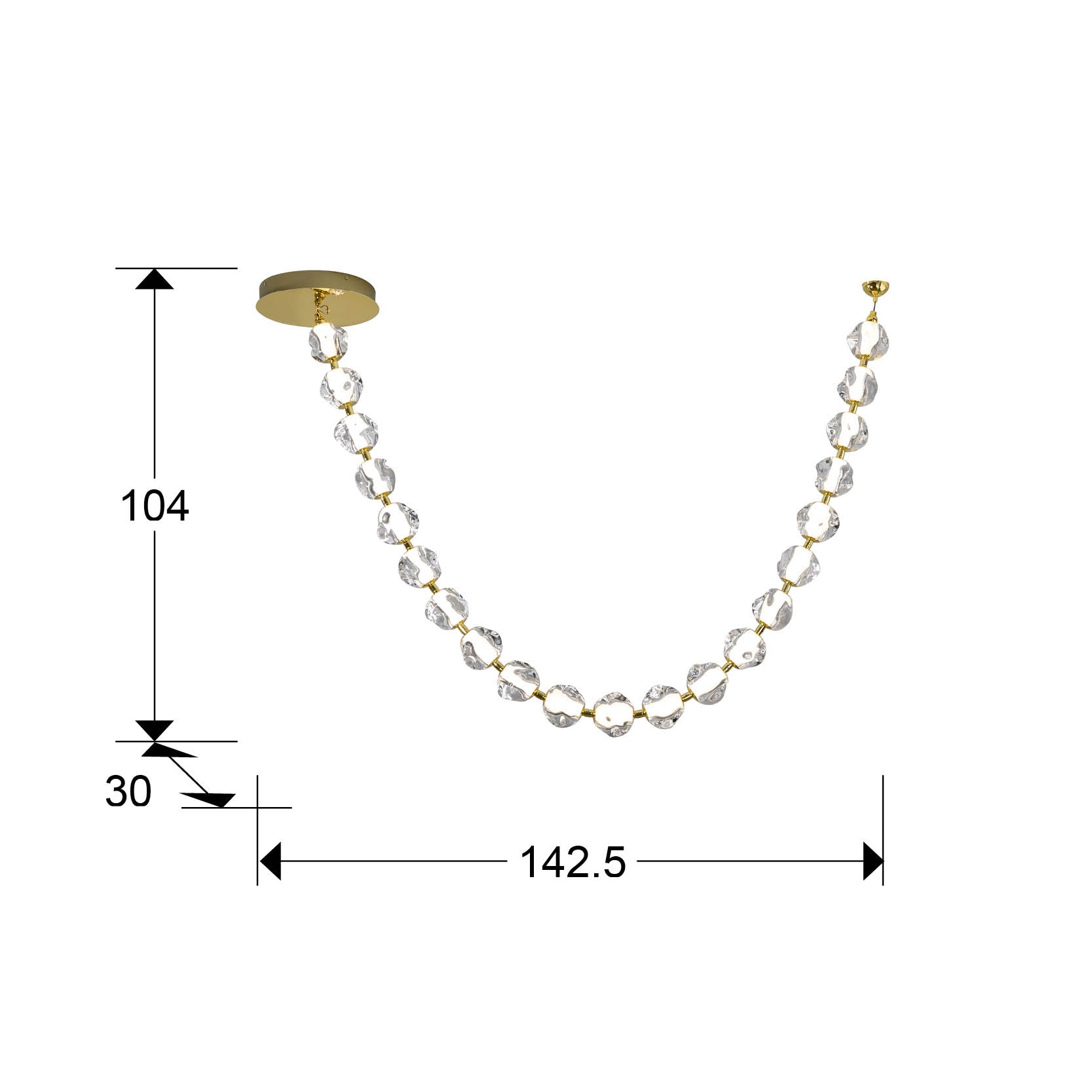 Medidas Lámpara Zaria II SCHULLER 448796: 142,5x104x30 cm.  Iluminación LED 7129 lúmenes.
