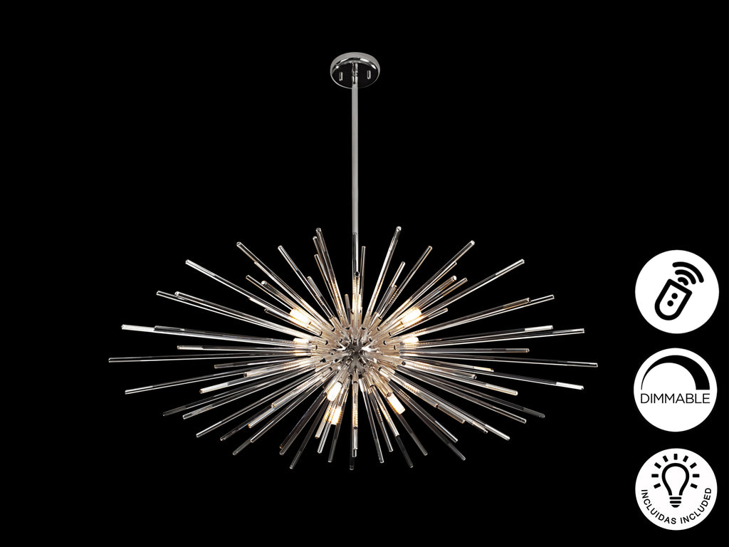 Lámpara Moderna Cromada Schuller - Evasión 9 Luces | luzguru.com