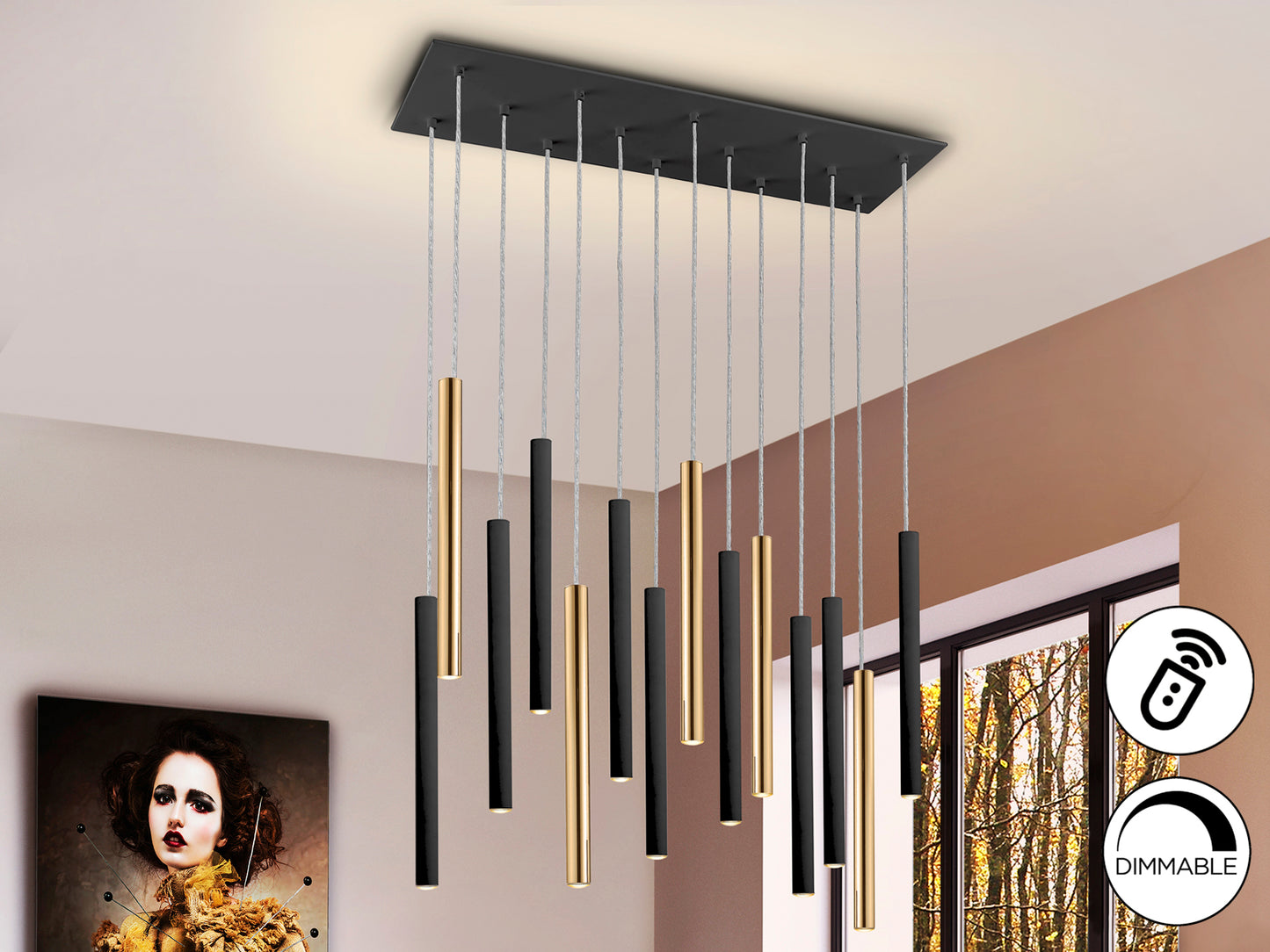 Lámpara de Techo LED Schuller Varas - Oro/Negro | luzguru.com