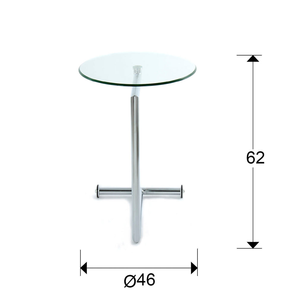 Medidas Mesa Auxiliar Redonda Cromada Schuller Rodes 268172: 46x63x52 cm.  
