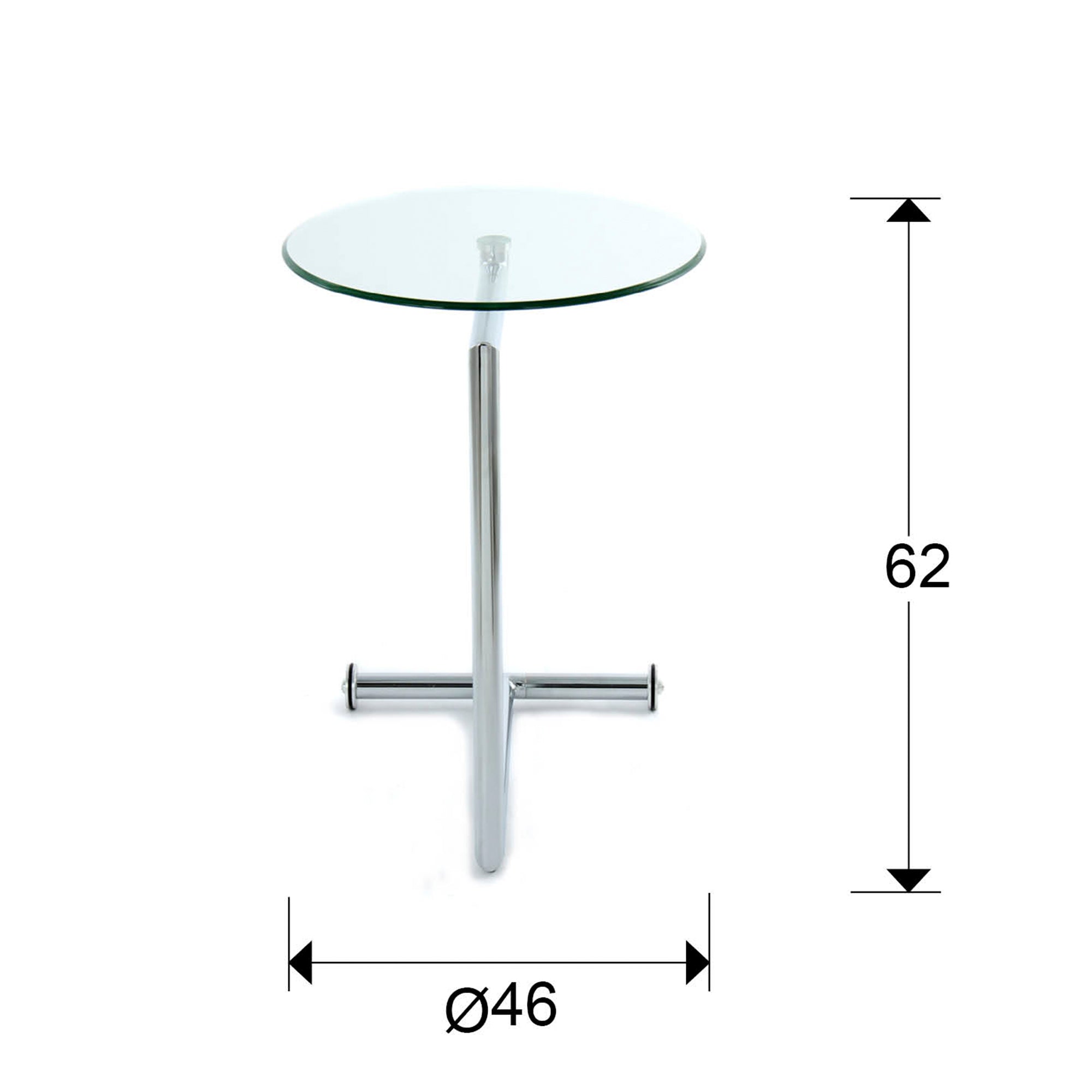 Medidas Mesa Auxiliar Redonda Cromada Schuller Rodes 268172: 46x63x52 cm.  
