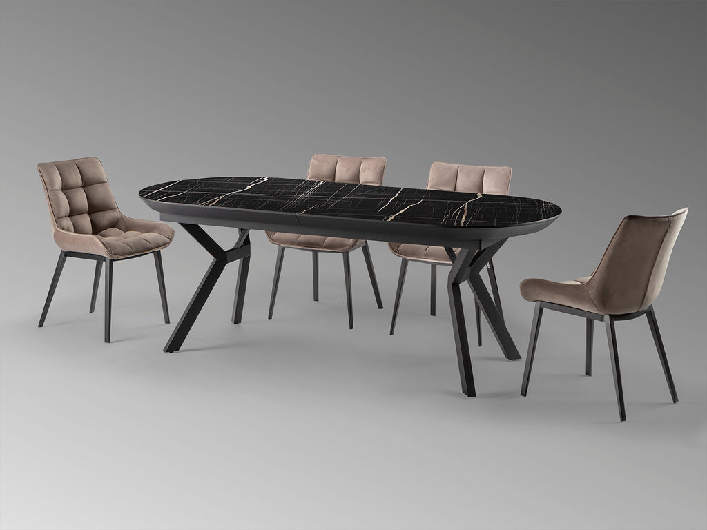 Mesa Comedor Extensible Marmol Negro - Schuller Antea - Calidad Premium | luzguru.com