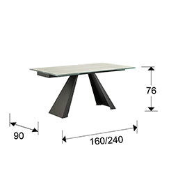 Medidas Mesa Comedor Extensible Schuller Alai 983174: 160x90x76 cm.  Mesa blanca extensible con estructura negra.
