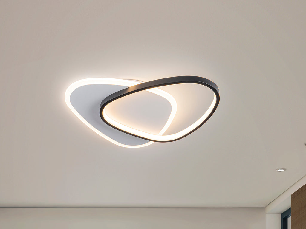 Plafón Aplique Moderno Schuller Romo - Blanco y Negro | luzguru.com