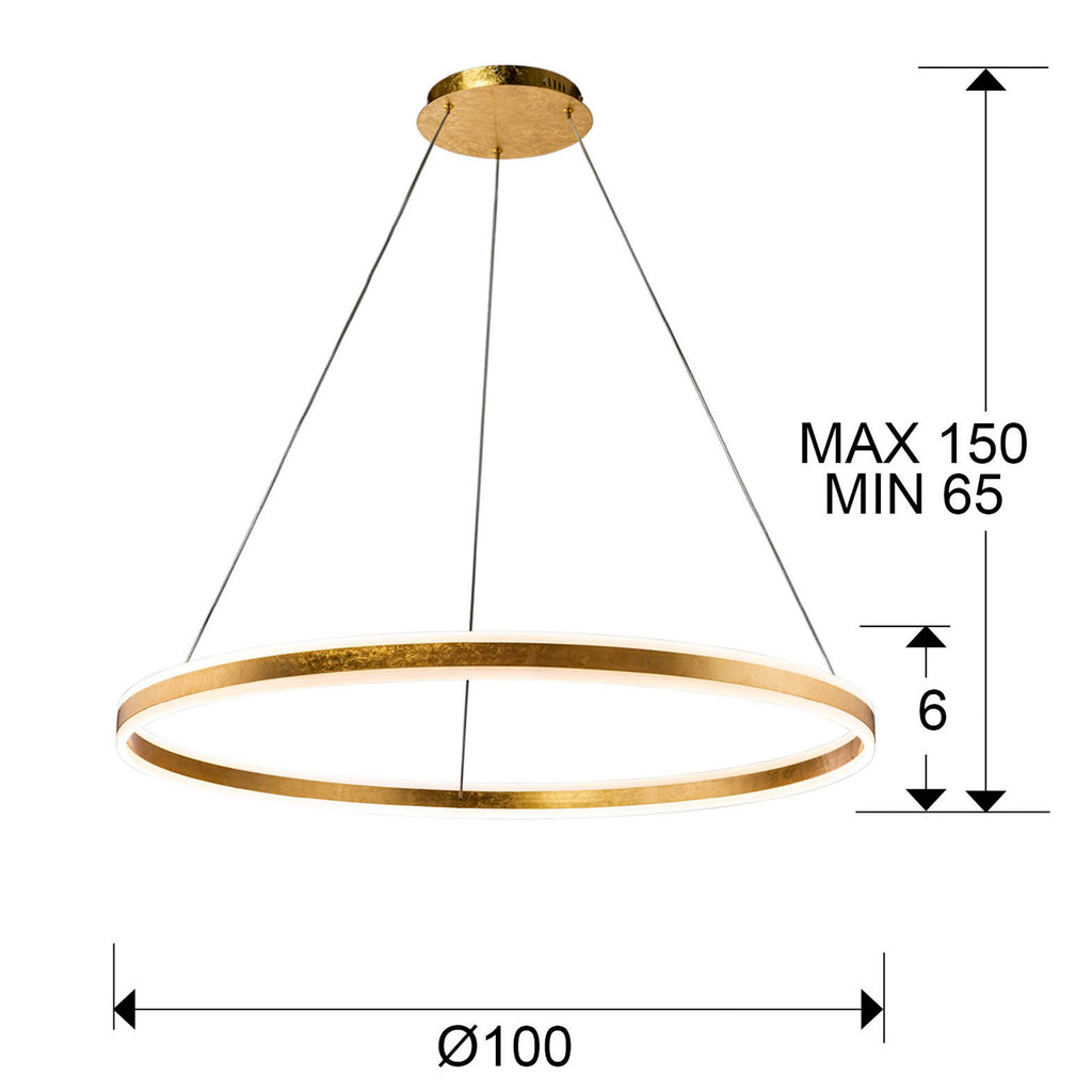 Medidas Lámpara LED HELIA Oro Schuller 831622: Ø100cm, Alto 65-150cm.

