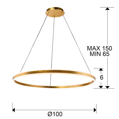 Medidas Lámpara LED HELIA Oro Schuller 831622: Ø100cm, Alto 65-150cm.
