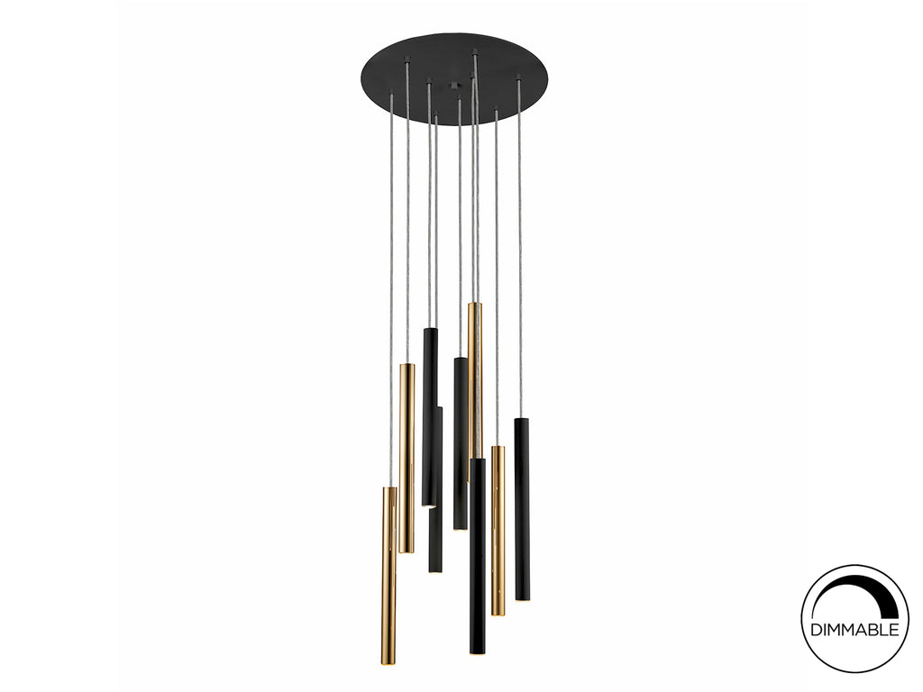 Lámpara Moderna Oro Negro 9 Luces - Schuller - Calidad Premium | luzguru.com