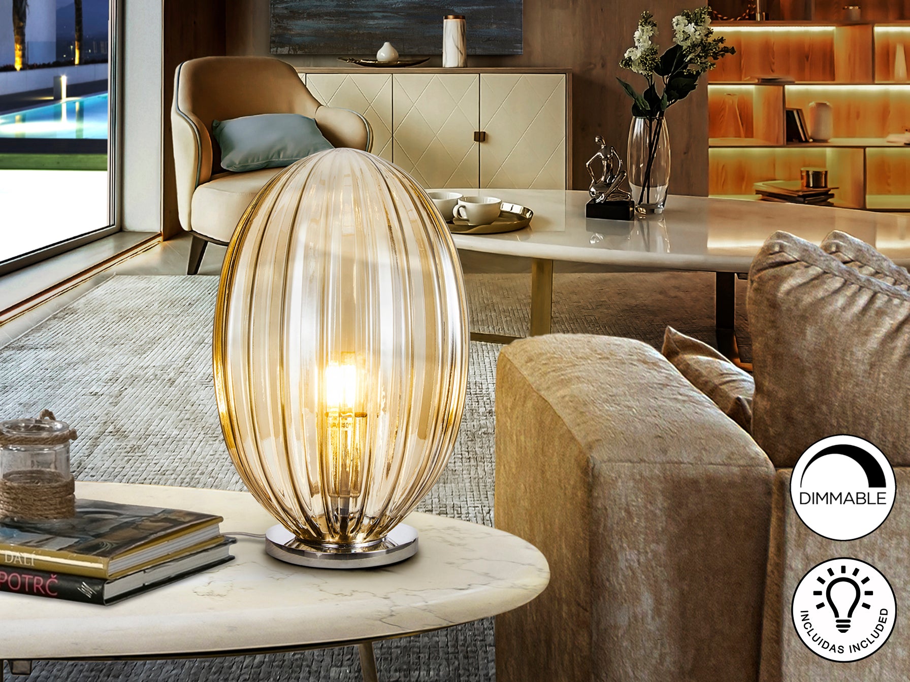 Lámpara Sobremesa Coñac - Schuller Ovila - Calidad Premium | luzguru.com