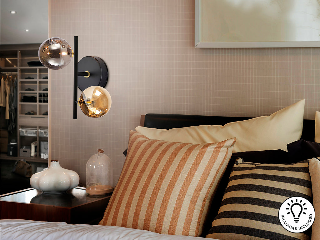 Aplique Pared Negro y Latón - Schuller Dark - luzguru.com