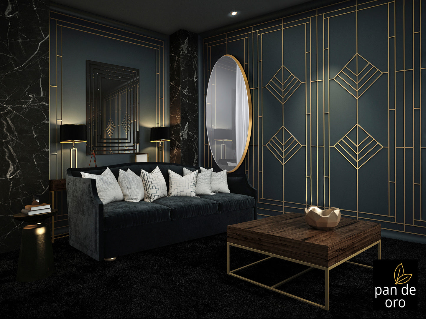 Espejo Ovalado Dorado Schuller Aries - Diseño Elegante | luzguru.com