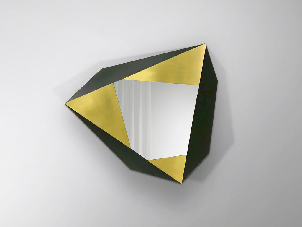 Espejo Moderno Facetas Oro Negro - Schuller | luzguru.com