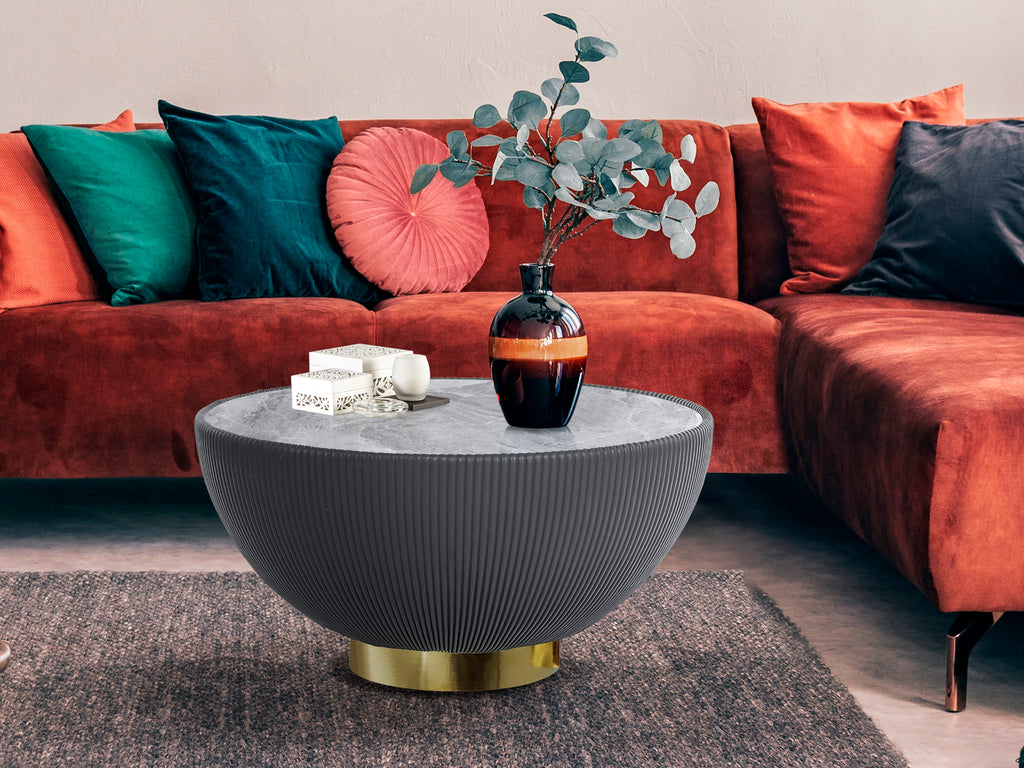 Mesa Centro Moderna Gris y Latón - Schuller Candy | luzguru.com