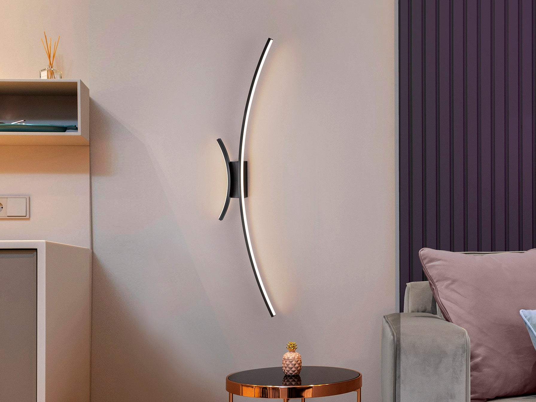 Aplique de Pared Negro Schuller CURVES - Diseño Moderno | luzguru.com