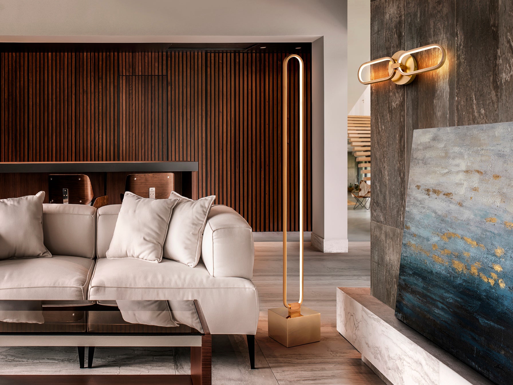 Lámpara de Pie Schuller Colette - Oro Rosa | Diseño Moderno | luzguru.com