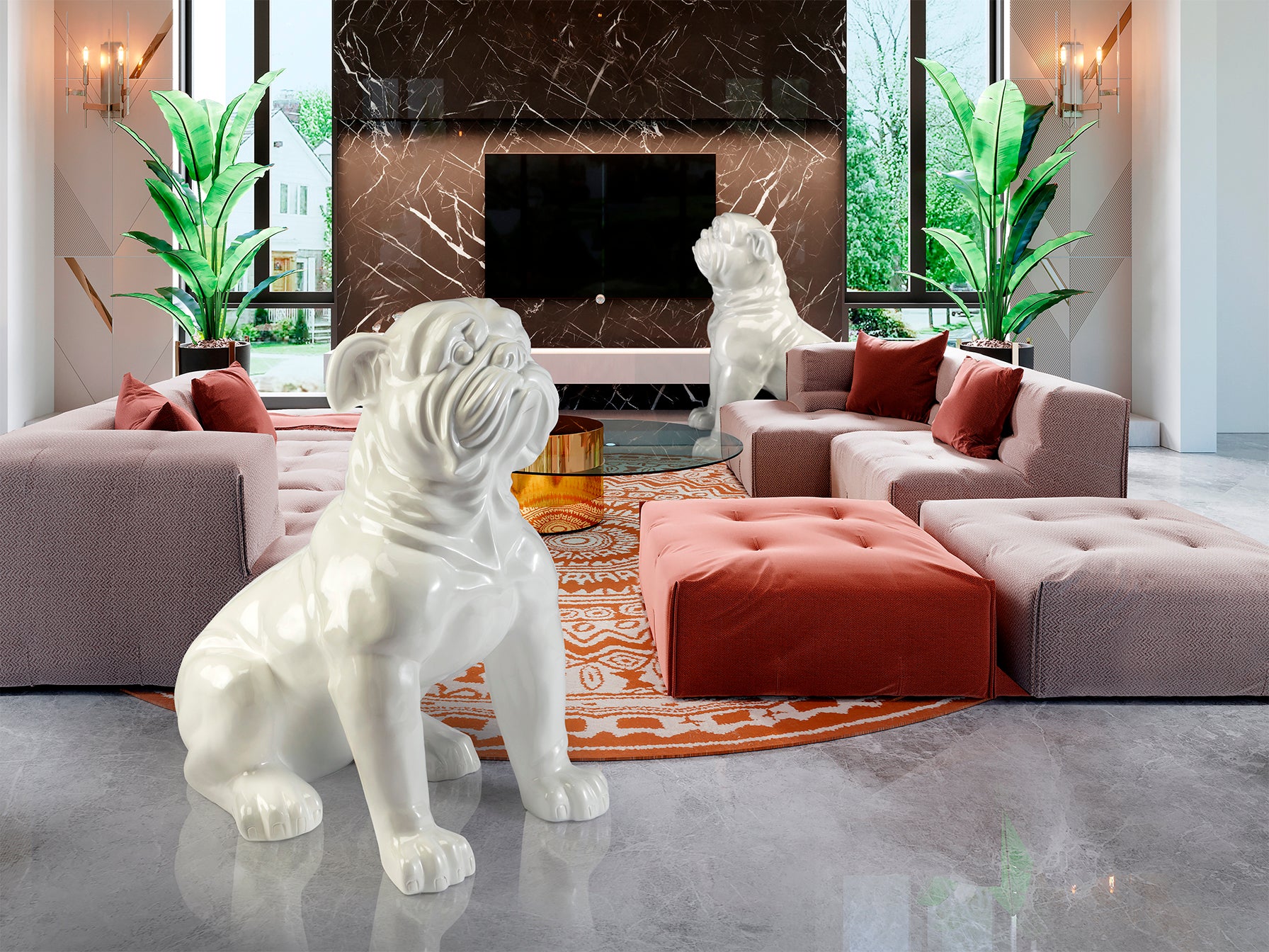 Figura Bulldog Grande Blanca - Schuller White Bulldog | luzguru.com