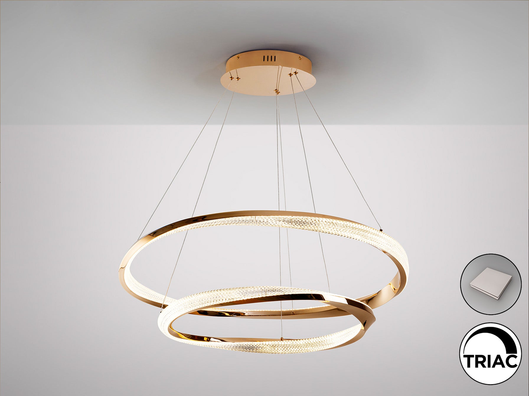 SCHULLER 554107 - Lámpara de 2 aros Orbitas, acabado baño de oro brillo - LUZGURÚ