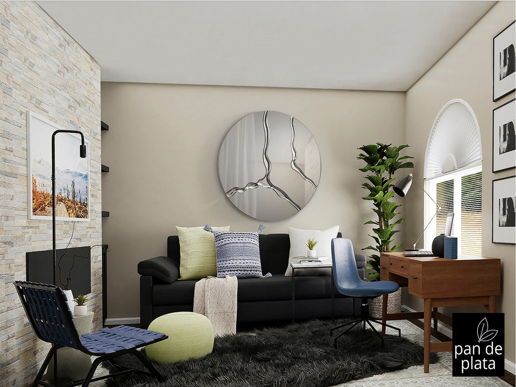 Espejo Schuller Surcos Pan de Plata - Diseño Moderno | luzguru.com