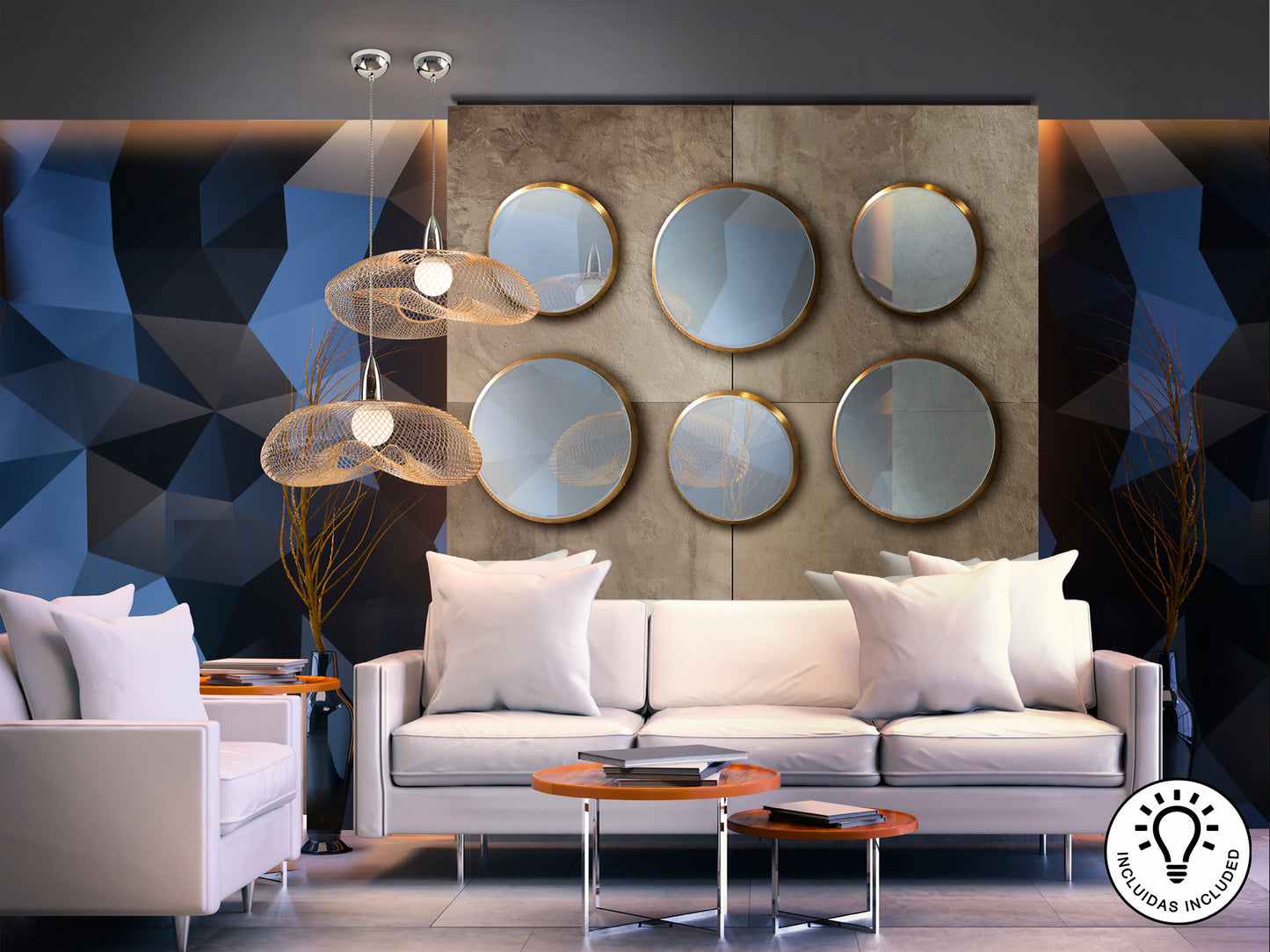 Lámpara Moderna Cromo Oro - Schuller Forma | luzguru.com