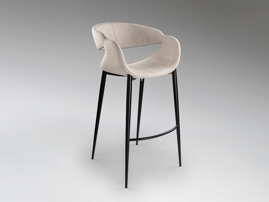 Taburete Alto Diseño Schuller - Giro II - Negro y Piedra | luzguru.com